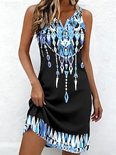 economico Abiti Boho-Per donna Mini Abito Abito a Tubino Vestito Estivo Abito Estivo Abito a spalle scoperte Vacanza Casual Quotidiano Ferie Uscire Vestibilità regolare Grafico Tribale Astratto Senza Maniche Scollo a V