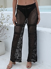 Χαμηλού Κόστους Τυλίξτε Φούστα-Γυναικεία Μαγιό Που καλύπτει Παντελόνι Μαγιό Με κοψίματα Διακοπές Ρούχα παραλίας Συμπαγές Χρώμα Αμάνικο Μαγιό