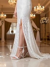 economico sposa-Per donna Scarpe da Sposa Tacchi con Cinturini Scarpe da Sposa Perla Stiletto Punta aperta Classico Finta Pelle Bianco Beige