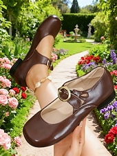 preiswerte Retro-Stil der 1950er Jahre-Mary-Jane-Ballerinas für Damen mit runder Spitze &amp;Verstellbare Schnalle – Vintage-inspirierte Alltagsschuhe für Spaziergänge, Arbeit und Alltagsoutfits