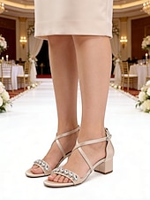 economico Madre della Sposa/Sposo-sandali da donna con tacco a blocco e strass color bordeaux - eleganti scarpe eleganti con cinturino alla caviglia per la mamma della sposa, matrimonio chic in città &amp;eventi serali formali