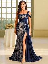 Недорогие Русалки Вечерние Платья-А-силуэт В пол Платье выпускного вечера Вышивка бисером Платье для вечеринки Платье для матери невесты Без рукавов Квадратный вырез С открытыми плечами Элегантный стиль Винтаж Роскошный