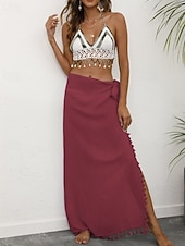 levne Zavinovací sukně-Dámské Plavky Šaty do vody Sukně Plavky Třásňový lem prázdniny Oblečení na pláž Pevná barva Bez rukávů Plavky