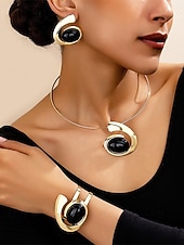 זול שרשרת נשים-סט תכשיטי סגסוגת בוהמי לנשים עם אבני טורקיז - שרשרת, עגילים וצמיד, זמינים במגוון צבעים - מושלם לאירועים יומיומיים וחגיגיים