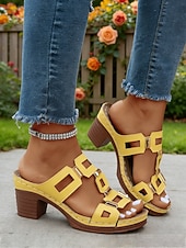 olcso Kényelmes szandálok-Női zöld blokk sarkú, hétköznapi szandál, tartást adó, párnázott talpbetéttel, stabil középsarkú kialakítással mindennapi viseletre, városi sétákra, utazásra és társasági eseményekre.