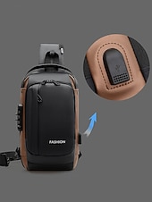 billiga Herrväskor-Herrväska i flerfärgad nylon för resor, vandring och friluftsliv - vattentålig axelväska med extern USB-port