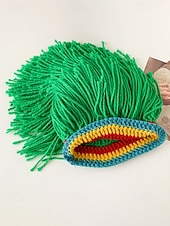 preiswerte St. Patrick&amp;#39;s Day-Herren-Perückenmütze aus Häkelgarn, mehrfarbiges Design mit grünen, roten und gelben Streifen, perfekt für den St. Patrick's Day und Kostümpartys