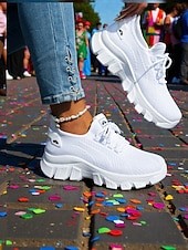 abordables Chaussures de femme-Baskets de course orange pour femmes tissu en mesh respirant chaussures de sport confortables et légères pour le carnaval le festival et les activités de plein air