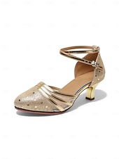 cheap Ballroom Shoes &amp; Modern Dance Shoes-Women's Professional Latin Dance Shoes, Gold Mesh &amp; Leather Lace-Up Ballroom Heels, Secure Ankle Strap, Elegant Competition &amp; Performance Dance Footwear for Latin, Salsa, Cha-Cha &amp; Ballroom Dancers