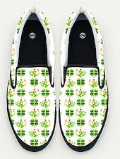  Zapatos verdes sin cordones para hombre, ideales para el Día de San Patricio. Estampado de trébol de la suerte. Cómodos y elegantes, ideales para celebraciones del Día de San Patricio, ropa informal y eventos festivos.