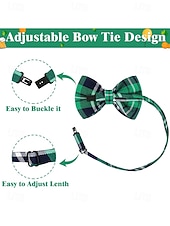 abordables Accesorios-Conjunto de accesorios para disfraz de San Patricio para hombre: sombrero, pajarita y tirantes a cuadros verdes, poliéster con múltiples estampados, ideal para desfiles y fiestas irlandesas.