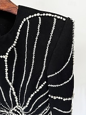 economico Abiti da sera a tubino-Abito a tubino colonna lungo fino al pavimento abiti formali abito da sera abito da sera elegante maniche lunghe scollo tondo formale con cristalli e perline