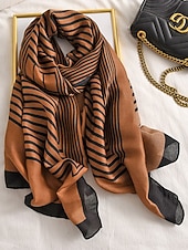 economico Sciarpe da donna-sciarpa a righe in cotone e lino da donna: materiale morbido e leggero, disponibile in più colori, perfetta per outfit casual e invernali