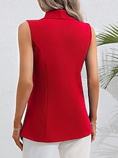 cheap Women's Outerwear-Women's Jacket Vest Windproof Warm Patchwork Elegant Fashion Casual Plain Daily Outdoor Street Regular Turndown Regular Fit Sleeveless Outerwear Black White Dark Pink Spring Fall