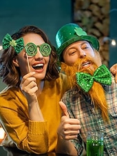  Dámská sada vlasových doplňků ke Dni svatého Patrika (4 ks) - zelená flitrovaná čelenka s trojlístkovou mašlí &sponky do vlasů, slavnostní irské kostýmní doplňky na přehlídku, večírek &oslava svátků