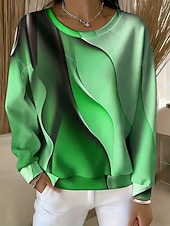 levne Umění a design vrcholy-Dámské Svetrová mikina Grafika Geometrický Abstraktní Na běžné nošení Dlouhý rukáv Tričkový Běžné topy Ležérní ulice Na den Vodní modrá Světle modrá Rubínově červená Fialová Trávová zelená Podzim Zima