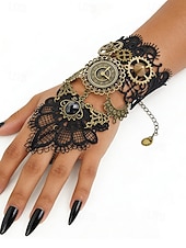 preiswerte Zubehör-Damenschuhe Mardi Gras Steampunk viktorianische Spitzen-Handschuhe ohne Finger - Legierungs-Uhren- und Zahnräder-Zubehör für Karneval  Halloween-Kostüm