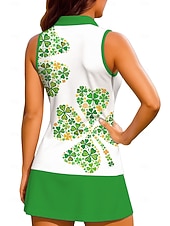  סיינט פטריק בגדי ריקוד נשים צמחים פרחוני  בוטני Apila צבע ניגודיות גופייה אימון חולצת ספורט חולצת POLO חולצת טניס ללא שרוולים ספורטיבי UPF50+ עמידות UV מאמן ריקוד פילאטיס תלבושות למעודדות כדור עף