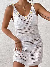 Χαμηλού Κόστους Φορέματα παραλίας-Γυναικεία Μαγιό Που καλύπτει Μαγιό-φόρεμα Μαγιό Με κοψίματα Διακοπές Ρούχα παραλίας Φλοράλ Λαιμόκοψη V Αμάνικο Μαγιό