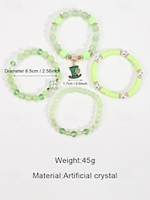 baratos Acessórios-Conjunto de pulseiras femininas para o Dia de São Patrício, pulseiras empilháveis de várias voltas com contas verdes, estilo trevo da sorte, materiais de liga metálica e cristais sintéticos, joias festivas irlandesas para mulheres.