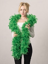  Dámské zelené péřové boa, měkký péřový materiál, ideální na Den svatého Patrika, karneval a slavnostní oslavy