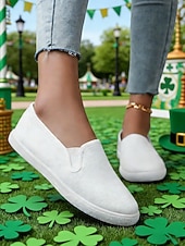 preiswerte St. Patrick&amp;#39;s Day-Grüne Damen-Slipper aus Canvas zum Hineinschlüpfen für den St. Patrick's Day – bequeme, lässige und vielseitige Sneaker für Paraden, Festivals und den Alltag