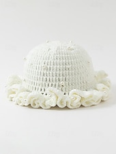 abordables Accesorios-Gorro de punto con trébol y perlas para mujer, varios colores, perfecto para el Día de San Patricio, Carnaval y uso diario.