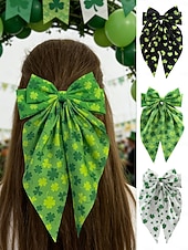  set di 3 fermagli per capelli a forma di trifoglio per il giorno di San Patrizio da donna, fermagli oversize con nastro verde irlandese, accessori per capelli a forma di trifoglio portafortuna per le