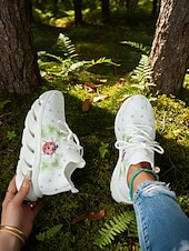  Damesko med irsk shamrock-trykk i flyknit-stil – lette, pustende tursko med polstret såle, avslappede joggesko for daglig bruk, parader, St. Patricks dag, reiser og utendørsaktiviteter