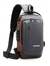 billiga Herrväskor-Herrväska i flerfärgad nylon för resor, vandring och friluftsliv - vattentålig axelväska med extern USB-port