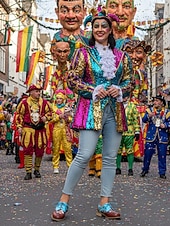 お買い得  女性の靴-ウィメンズ・マルディグラ カラフルなマルチカラーパッチワークブローグとレースアップオックスフォードシューズ – カーニバルパレード、フェスティバルコスチューム＆パーティーセレブレーションのためのレトロアーティスティックスタイル