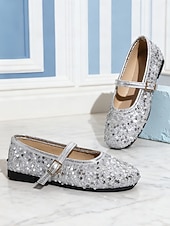 cheap Women's Flats-Women's Sparkly Mary Jane Flats - Sequin Glitter Ballet Shoes with Adjustable Strap, Comfortable Everyday Style for Casual Outfits- Walking &amp;Daily Wear