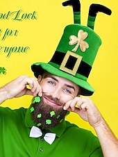  cappello da folletto per il giorno di San Patrizio da uomo – design a trifoglio verde con gambe a strisce, accessorio festoso e divertente per le celebrazioni
