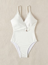 Недорогие Монокини-Женский монокини из одной части купального костюма стройнящий сексуальный вырез контроль талии высокий пояс стройный без спины пляжная одежда однотонный V-вырез без рукавов