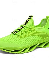 Χαμηλού Κόστους Ανδρικά υποδήματα-Ανδρικά αθλητικά παπούτσια για τρέξιμο σε νέον πράσινο, αναπνεύσιμα, ελαφριά αθλητικά παπούτσια με σόλα blade, μοντέρνα αθλητικά παπούτσια για περπάτημα, γυμναστήριο, καθημερινή χρήση και ρούχα για