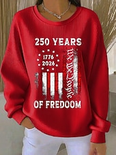  Maglione blu con grafica patriottica per il Giorno dell'Indipendenza anniversario americano maniche lunghe collo rotondo casual stampa casa e strada classico rosso nero primavera autunno inverno