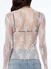 economico Bluse Semplici-Per donna Camicia popover Camicia casual Blusa Pizzo Patchwork Tinta unica Elegante Casual Manica Lunga Collo alla coreana Top Regolari Quotidiano Feste Ferie Nero Bianco Rosa Rosso Fucsia Estate