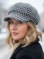 levne Dámské klobouky-Dámská polyesterová čepice s pepito vzorem – elegantní vintage design, více barev, stylová a pohodlná pro každodenní nošení