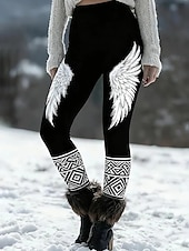 ieftine Imprimare viking-Pentru femei Jambiere Vacanță Epocă Stilul etnic Lungime totală Talie Înaltă Grafic Animal Abstract Imprimare 3D Uscare rapidă Respirabilitate Απαλό Înaltă Elasticitate Negru Alb Roz Maro Var