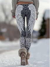 baratos impressão viking-Mulheres Leggings Férias Vintage Estilo Étnico Comprimento total Cintura Alta Gráfico Abstrato Impressão 3D Secagem Rápida Respirabilidade Macio Com Stretch Diário Casa Ao ar livre Cinzento Escuro