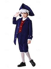  250e jubileum VS Rococo Barok Outfits Lange Mouwen George Washington Alexander Hamilton Koloniaal Kostuum Jongens Carnaval Independence Day 4 juli Kinderen Jas Broeken Kraag