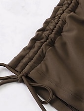abordables Ensemble de bikinis-Femmes Maillots de Bain 2 pièces Shorts Maillot de bain Cordon de serrage Vacances Tenues de plage Couleur Unie Col en V Manches courtes Maillots de bain