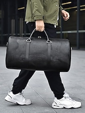 economico Borsoni da viaggio-Borsa da weekend da uomo in similpelle con motivo coccodrillo, tracolla regolabile, grande capacità, impermeabile, perfetta per gite del fine settimana e brevi viaggi di lavoro