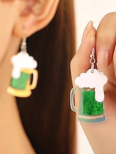 abordables Accessoires-Boucles d'oreilles trèfle en acrylique pour femmes, idéales pour la Saint-Patrick. Modèle léger à paillettes, plusieurs styles disponibles sur le thème du trèfle et de l'Irlande, parfaites pour les défilés, les fêtes, les événements et les célébrations.