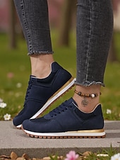 economico Sneakers da donna-Sneakers da jogging classiche retrò beige da donna – scarpe da passeggio casual basse con lacci e suola antiscivolo per l'uso quotidiano, la scuola e i viaggi