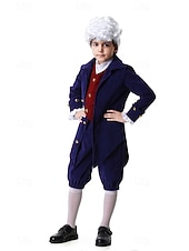  250e jubileum VS Rococo Barok Outfits Lange Mouwen George Washington Alexander Hamilton Koloniaal Kostuum Jongens Carnaval Independence Day 4 juli Kinderen Jas Broeken Kraag