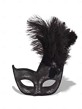 cheap Accessories-Women's Purple Feather Masquerade Mardi Gras Mask - Glitter Venetian Half-Mardi Gras Mask with Gold Trim for Carnival, Costume Balls &amp; Glamorous Party Events