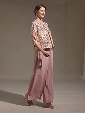 abordables Blouses Florales-Femmes Hauts à paillettes Paillettes Broderie Géométrique Élégant Manche 3/4 Col mandarin Hauts Réguliers Soirée Tenue de soirée Tenue formelle Rose Claire Été Printemps Automne