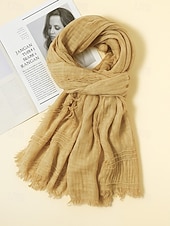 halpa Naisten huivit-Naisten puuvilla-pellavahuivi hapsutetuilla tupsuilla – boheemi tyyli, useita värejä, kevyt ja mukava arkeen ja vapaa-aikaan