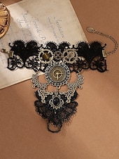 preiswerte Zubehör-Damenschuhe Mardi Gras Steampunk viktorianische Spitzen-Handschuhe ohne Finger - Legierungs-Uhren- und Zahnräder-Zubehör für Karneval  Halloween-Kostüm